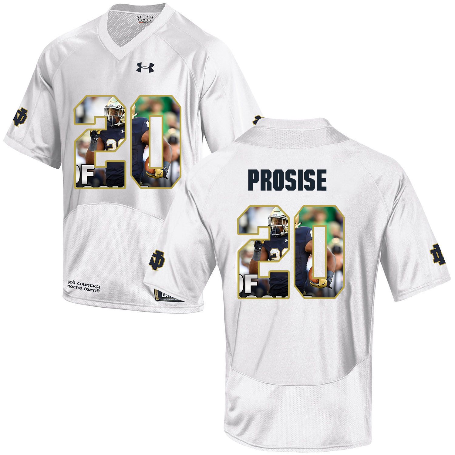 Men Norte Dame Fighting Irish #20 Prosise White Fashion Edition Customized NCAA Jerseys